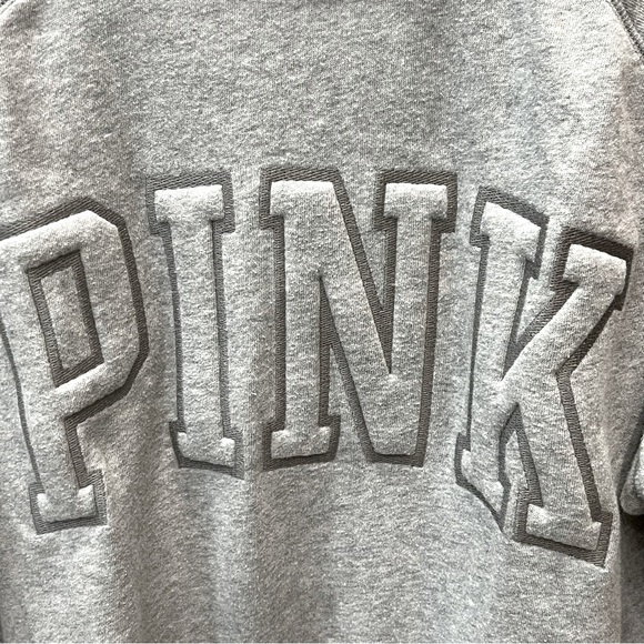 PINK Victoria’s Secret Gray Puffed “PINK” Crewneck Sweatshirt - Picture 2 of 7